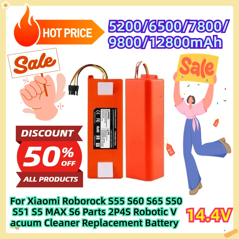 

For Xiaomi Roborock S55 S60 S65 S50 S51 S5 MAX S6 Parts 2P4S Robotic Vacuum Cleaner Replacement Battery