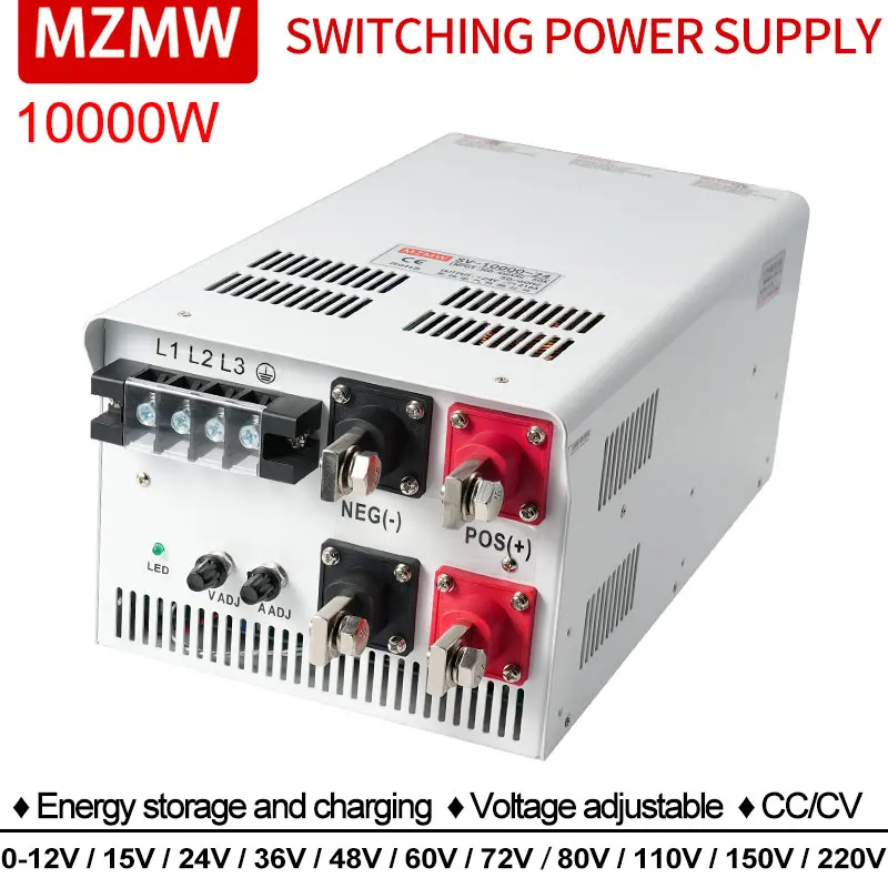 MZMW 10000W 10KW Switching Power Supply 0-12V 24V 36V 48V 60V 72V 80V 110V 150V 220V CC/CV AC TO DC Industrial High Power SMPS