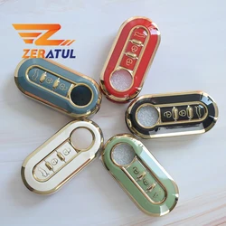 3Buttons TPU Car Flip Key Case Cover For Fiat Ducato 500 500L Panda Grande Punto Lancia Musa Auto Shell Fob Accessories