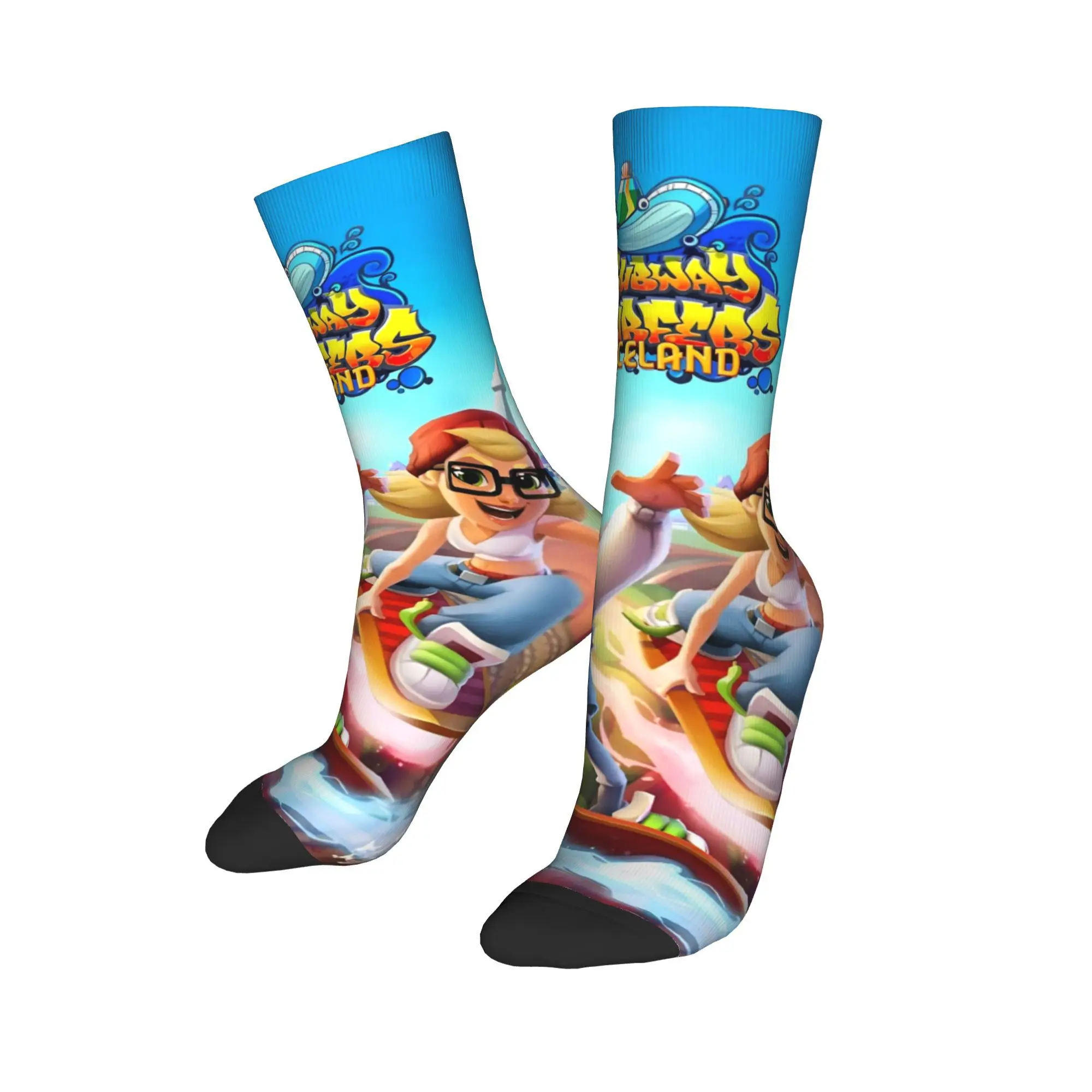 Subway Surfers Funny Game  Socks for Women Men All Seasons  Cozy Crew Socks Sweat Absorbing