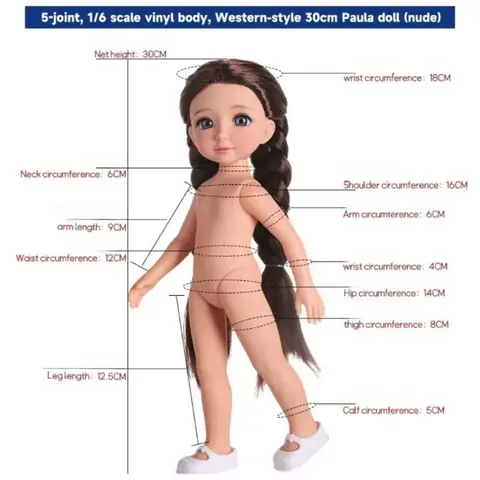 30cm American Girl Brown / Blue Eyed Doll Vinyl DIY Dressing Toy for Children