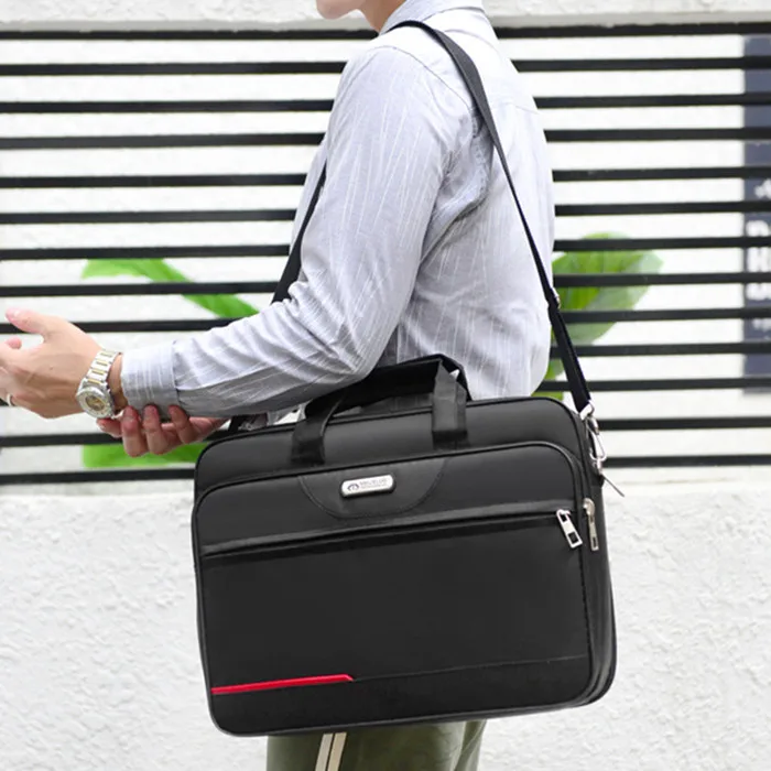 Large Capacity Oxford Cloth Briefcase Men's Business Canvas Shoulder Crossbody Computer Handbag Soft Shoulder Strap Business Bag