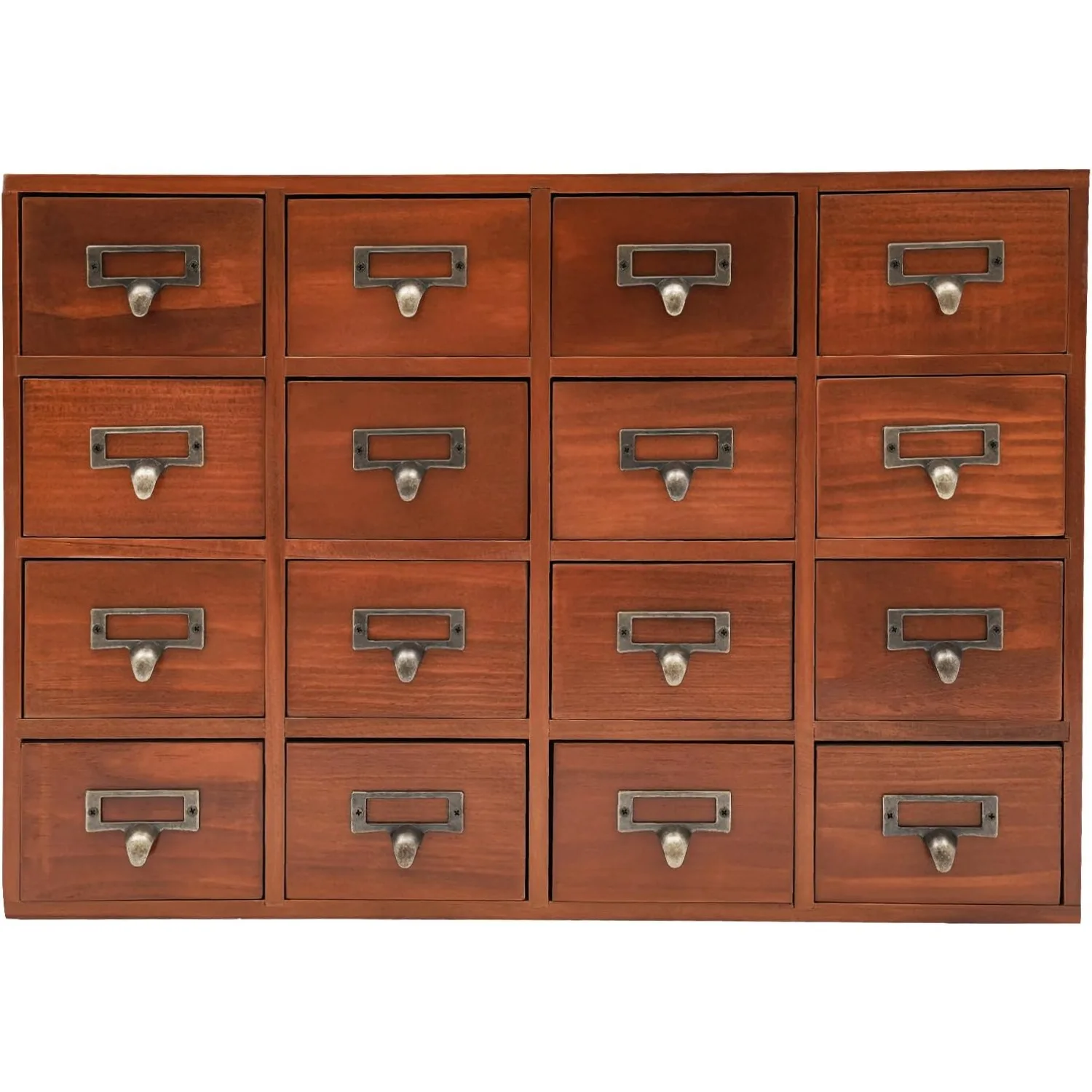 

16-Drawer Vintage Tabletop Library Card Catalog Cabinet Apothecary Cabinet with Wooden Desk Drawers Organizer