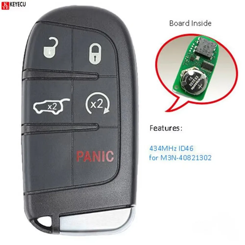 

5 кнопок, смарт-брелок с дистанционным управлением, 4 + 1 кнопки, чип PCF7953, 433 МГц для Fiat 500L 500X для Jeep Compass Renegade M3N-40821302