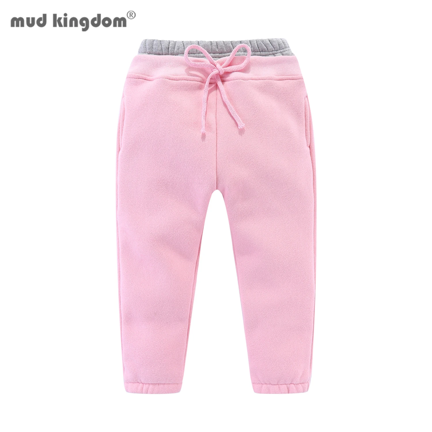 

Mudkingdom Little Boy Girl Fleece Jogger Pants Cotton Casual Trousers Drawstring Elastic Waist Bear Pattern Kids Warm Clothes