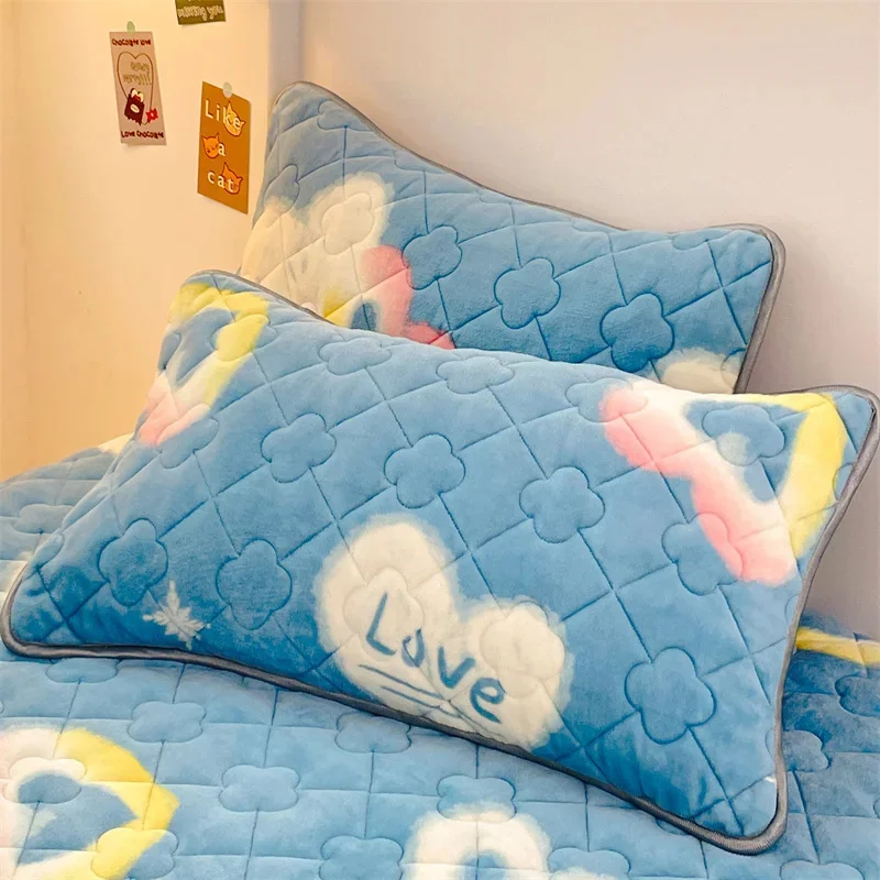 2pcs/lot Quilted Velvet Pillow Case Winter Thickened Warm Envelope Pillowcase 48x74cm Soft Sleeping Pillow Cover