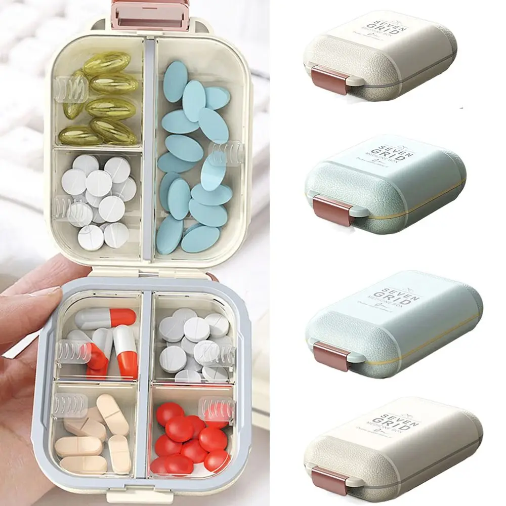 

Pretty Portable Small Pill Case Moisture-proof Sealing Travel Pill Organizer 7 Compartment Waterproof Pill Container Vitamins
