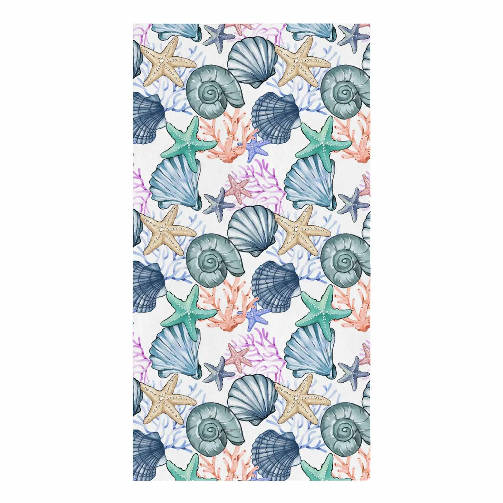 Ocean Summer Shell Starfish Coral Watercolor Towel Set Cleaning Cloth Kitchen Accessories Dish Washing Cloth Household