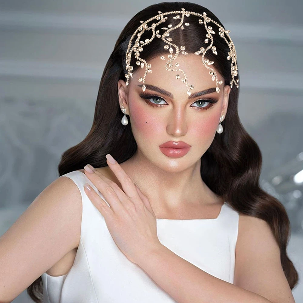 DZ232 الفاخرة كريستال الزفاف Headbands الزفاف إكسسوارات الشعر حجر الراين العروس هيرباند العروس التيجان اليدوية النساء خوذة