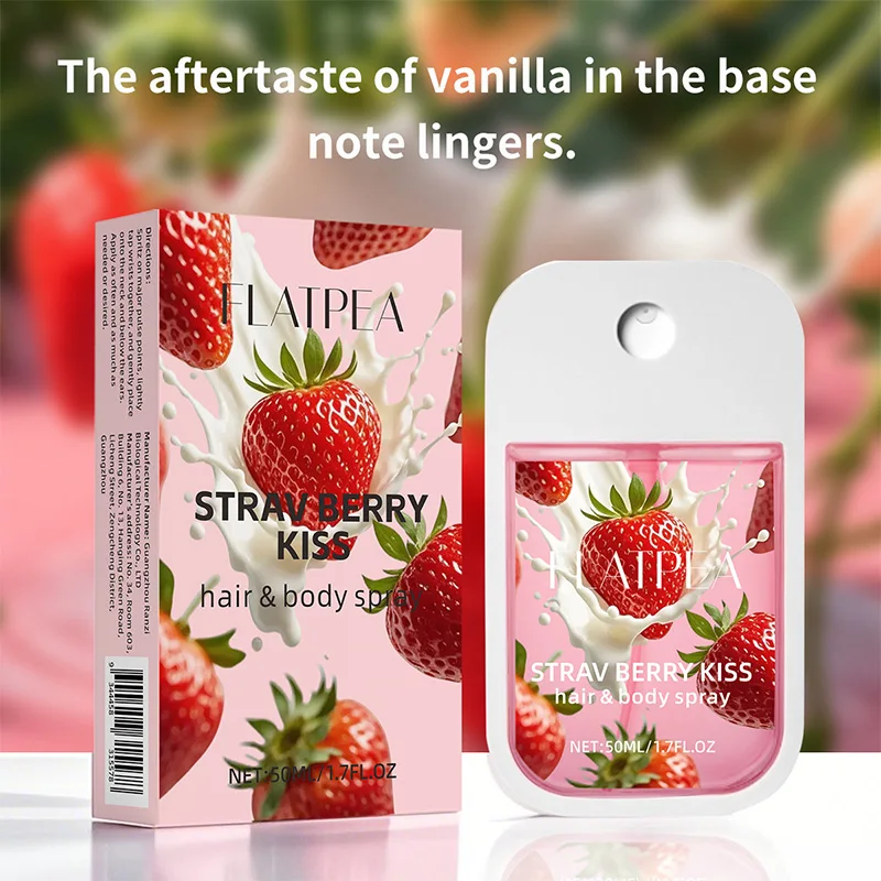 Fragola Pesca Carta Profumo tascabile Aroma fruttato Spray per il corpo Vaniglia Fragranza alla frutta Aggiorna a lunga durata Incontri Feromone 50ml