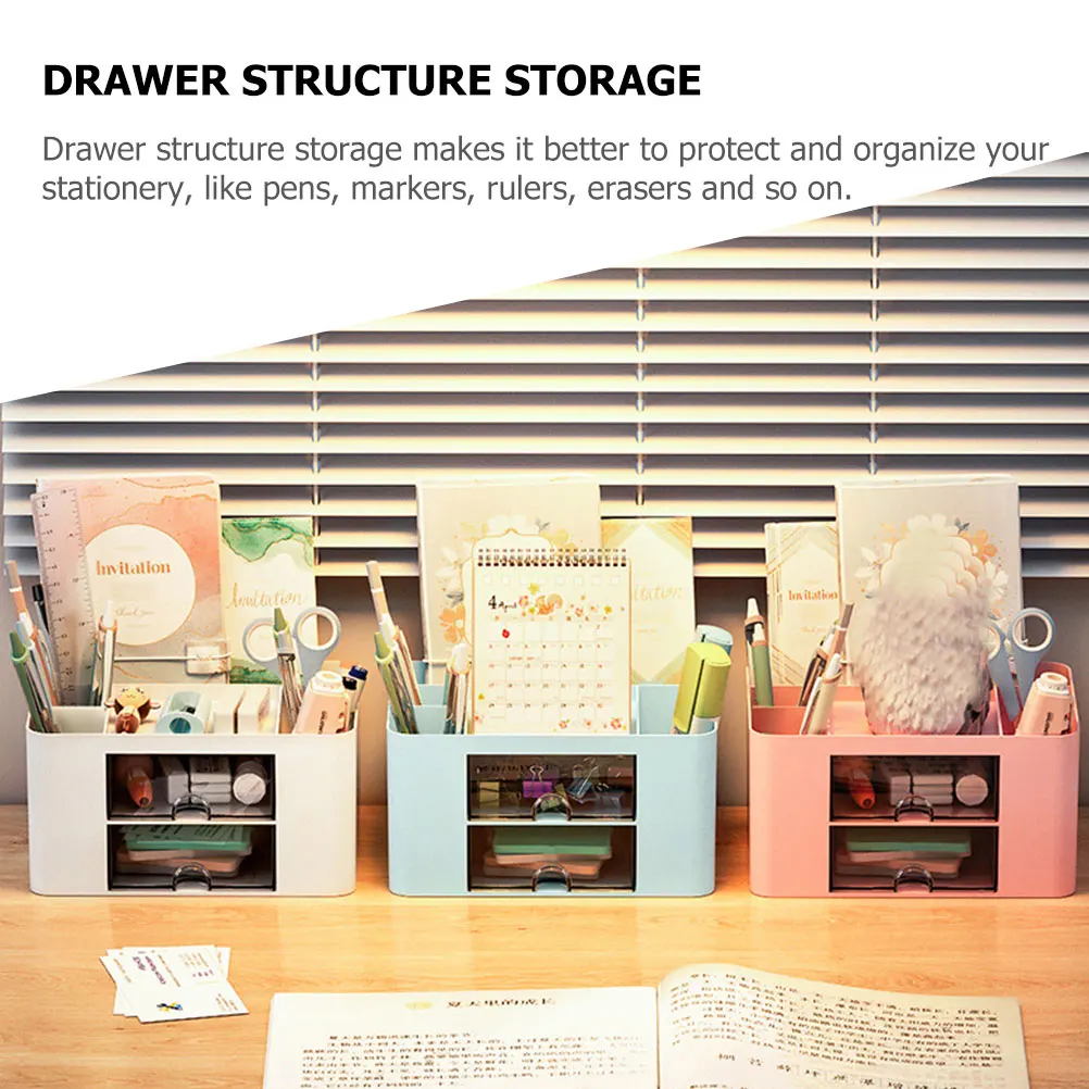 Desktop Storage Box Practical Hips Material Desk Organizer Sundries Cosmetics Stationery Storage Case Desktop Organizer