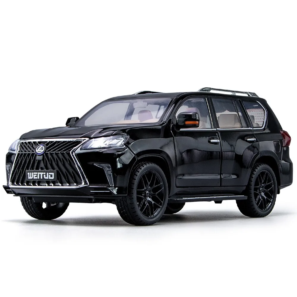 

Модель игрушечного автомобиля 1/18 Lexus LX570, литый под давлением из сплава со звуком, модель внедорожника с 7 открытыми дверями, модели автомобилей, детские подарки