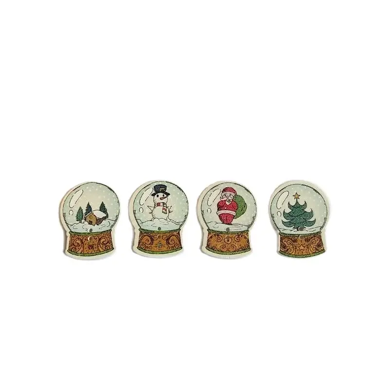 50PCs Christmas Painting buttons 2 Hole Fit Sewing DIY Scrapbooking for Craft Mixed Wooden Buttons