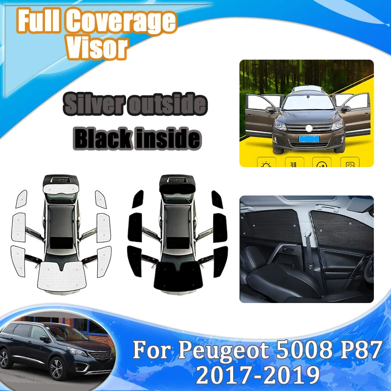

Для Peugeot 5008 2019, P87 2017-2018: Полные солнцезащитные шторки для полного конфиденциальности, блокирующие тепло и УФ-излучение, автомобильные аксессуары