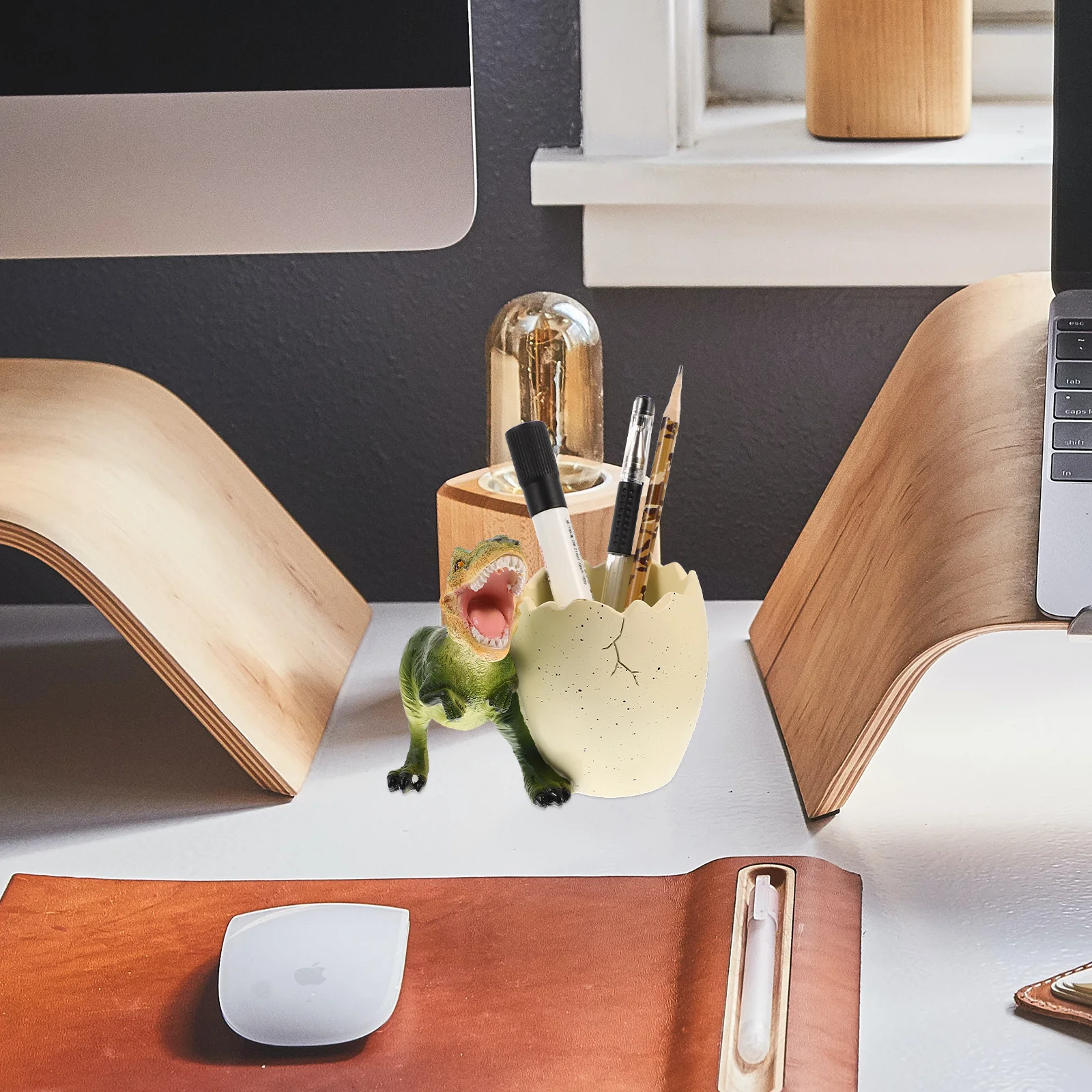 

Dinosaur Egg Shape Resin Pen Holder Desktop Organizer Pencil Container Stationery Storage Box for Home School Office