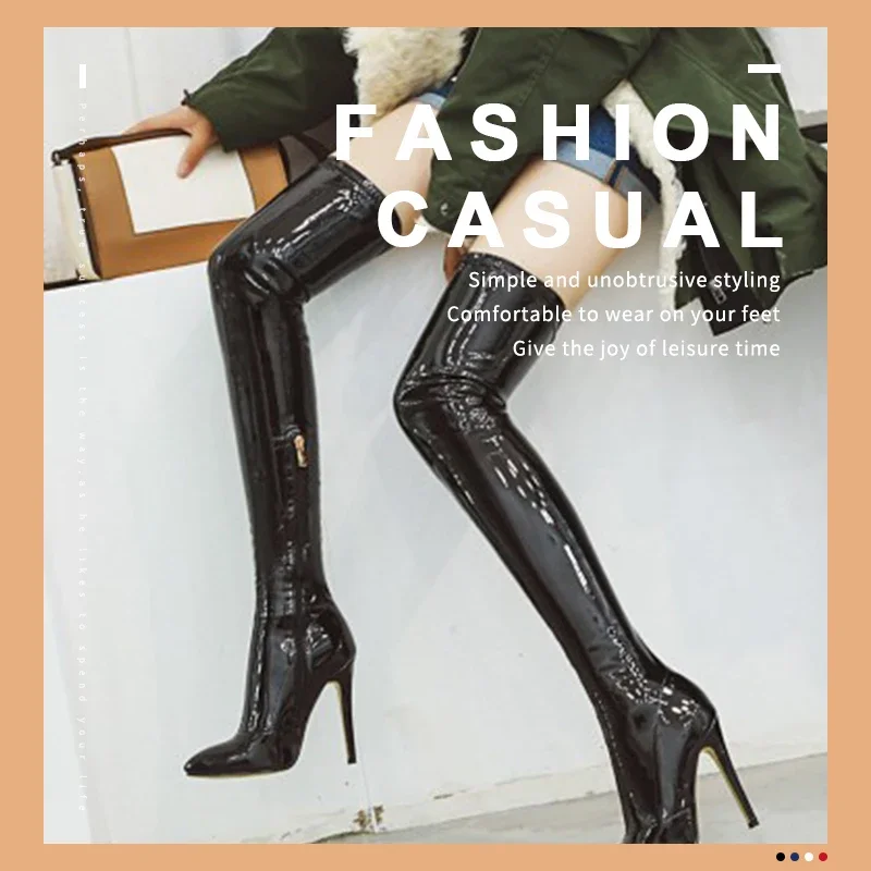 Black High Long Boots Dance Korean Version Net Red Women Side Zipper Soft Leather Autumn Winter Knight Oversized