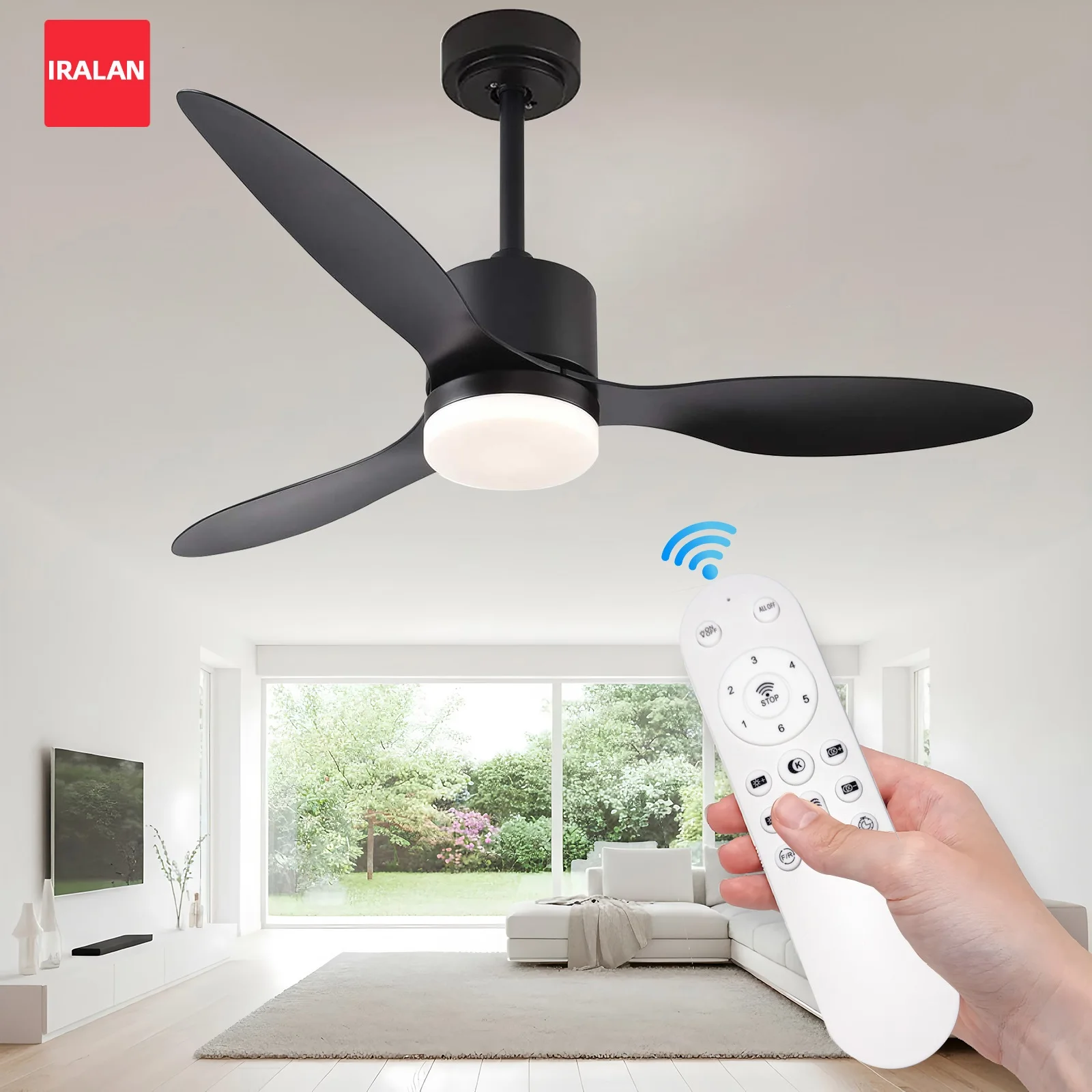 Large Cool Ceiling Fans with Lights Dimmable 6-speed Cool and Silent Electric Fan for Bedroom Living Room Restaurant Decoration