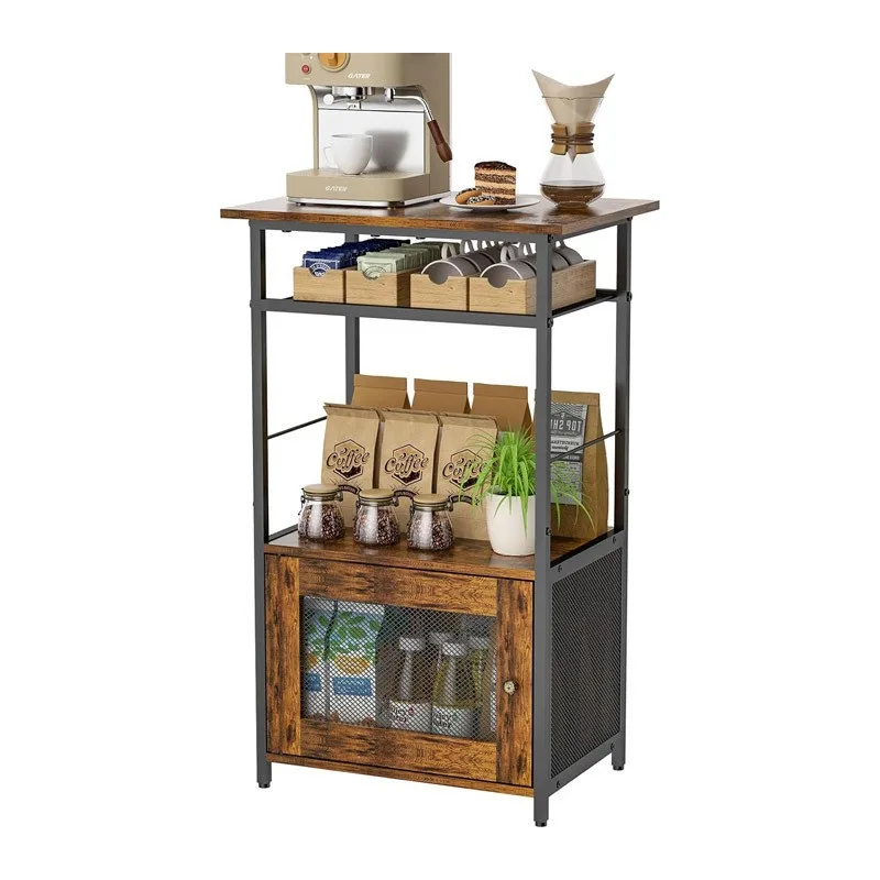 Country Kitchen Shelves Coffee Rack Bar Counter with Drawers Lockers