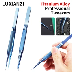 LUXIANZI 0.15mm Industrial Tweezers Titanium Alloy /Stainless Steel Fingerprint Tweezers Professional Maintenance Tool Pinzas