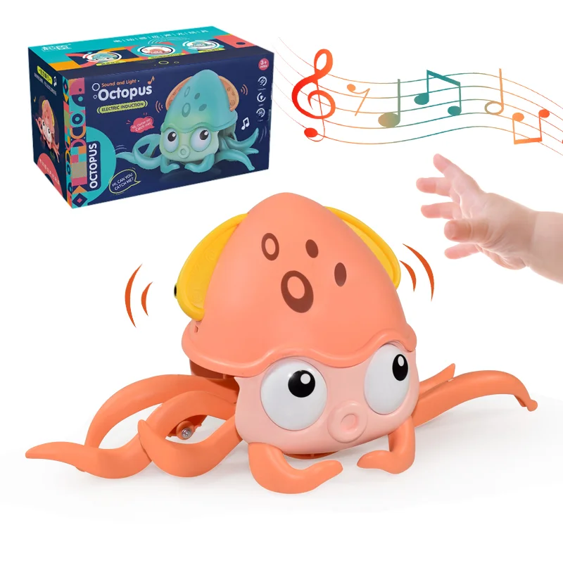 Juguete interactivo de cangrejo para bebé, juguete electrónico para gatear, Techno Escape con música, regalo de Navidad para niño pequeño, novedad