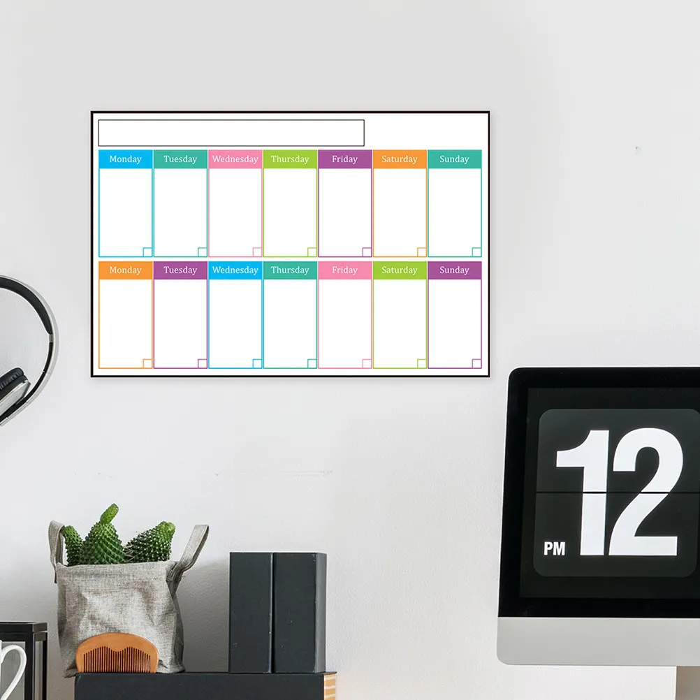 Dry Erase Adhesive Weekly Calendar Board Whiteboard for Wall Refrigerator Home Office Planning Scheduling to Do List Reminder