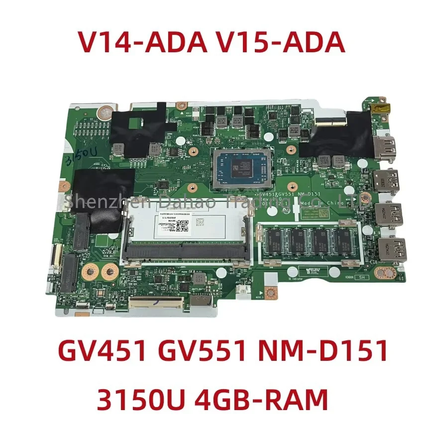 GV451 GV551 NM-D151 For Lenovo Ideapad V14-ADA V15-ADA Laptop Motherboard With 3150U CPU 4GB-RAM FRU:5B20S44347