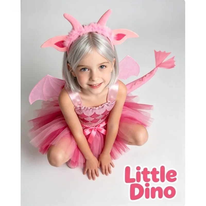 Dinosaur Pattern Tutu Dress Four Piece Set Kids Casual Costume Children Holiday Party Daily Wear Wholesale Foreign Trade Outfit