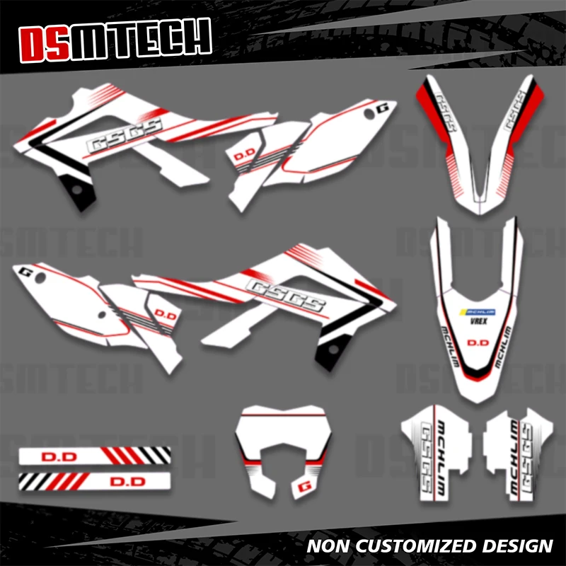 DSMTECH kit stiker decal grafis sepeda motor, kit stiker untuk Gasgas EC 2012 2013 2014 2015 2016 2017 Nomor latar belakang kustom