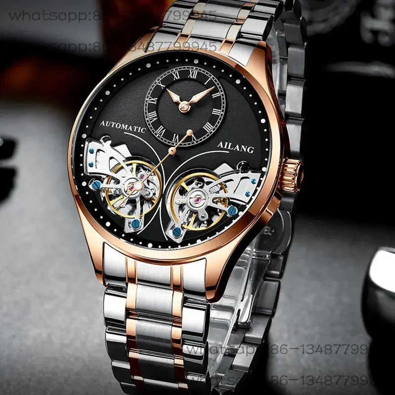 New Fully Automatic Mechanical Watch Double Tourbillon Men's Watch Waterproof Trend Watch