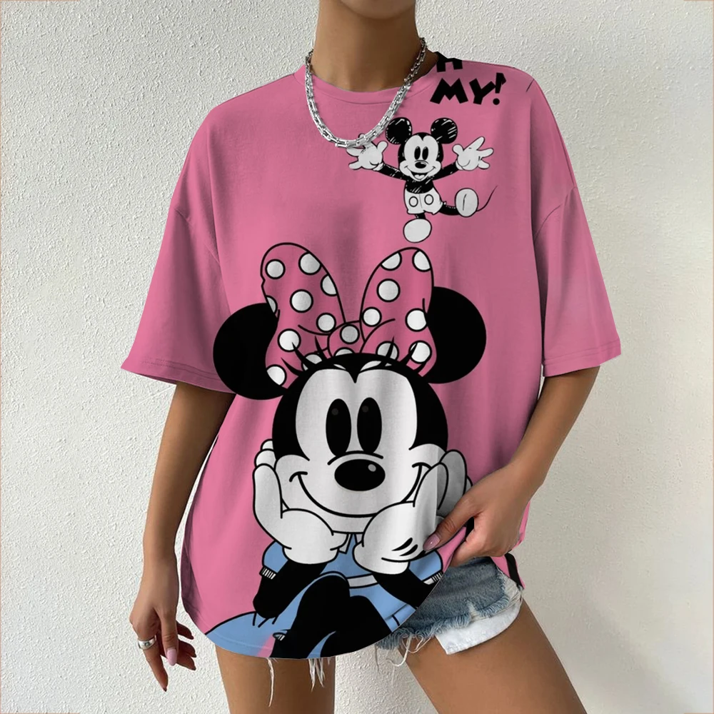 2025 Anime Disney Women T-shirt Y2k Kawaii Summer T Shirt Nurse Graphic Streetwear Korean Fashion Mickey Mouse Cute Clothing Top