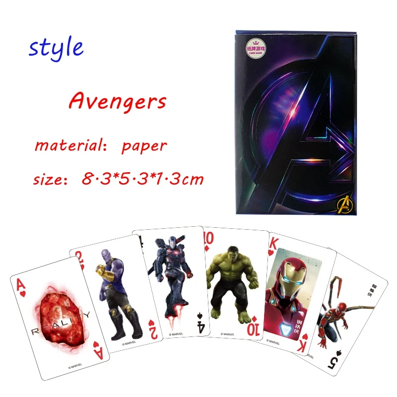 Disney Series Mickey Minnie Frozen Ana Elsa Avenger Hulk Iron Man Spiderman Paper Playing Cards Casual Tabletop Games Card Game