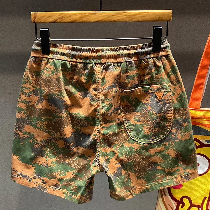 Pantalones cortos de camuflaje para hombre, Shorts informales de cuatro puntos, holgados, a la moda, de verano