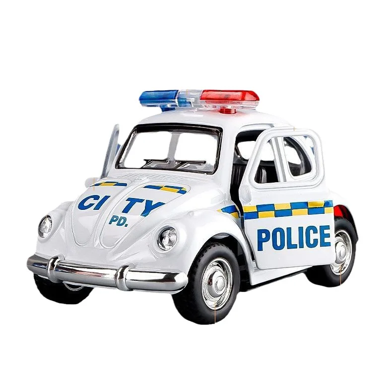 어린이 관성 자동차 장난감 소리 조명이있는 합금 경찰 차량 자동차 모델 어린이 자동차 장난감 운송 차량을 당깁니다.