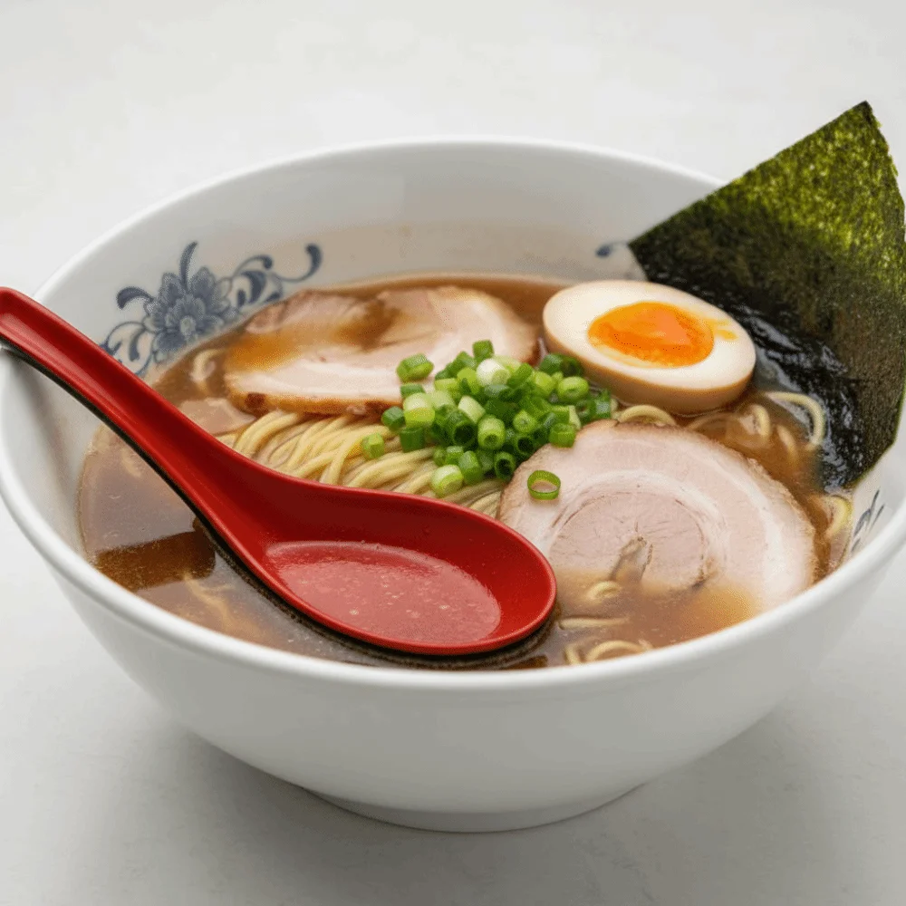 2pcs Japanese Style Melamine Red Black Soup Spoon Simulated Ceramic Heat-resistant Ramen Spoon Long Handle Drop-resistant