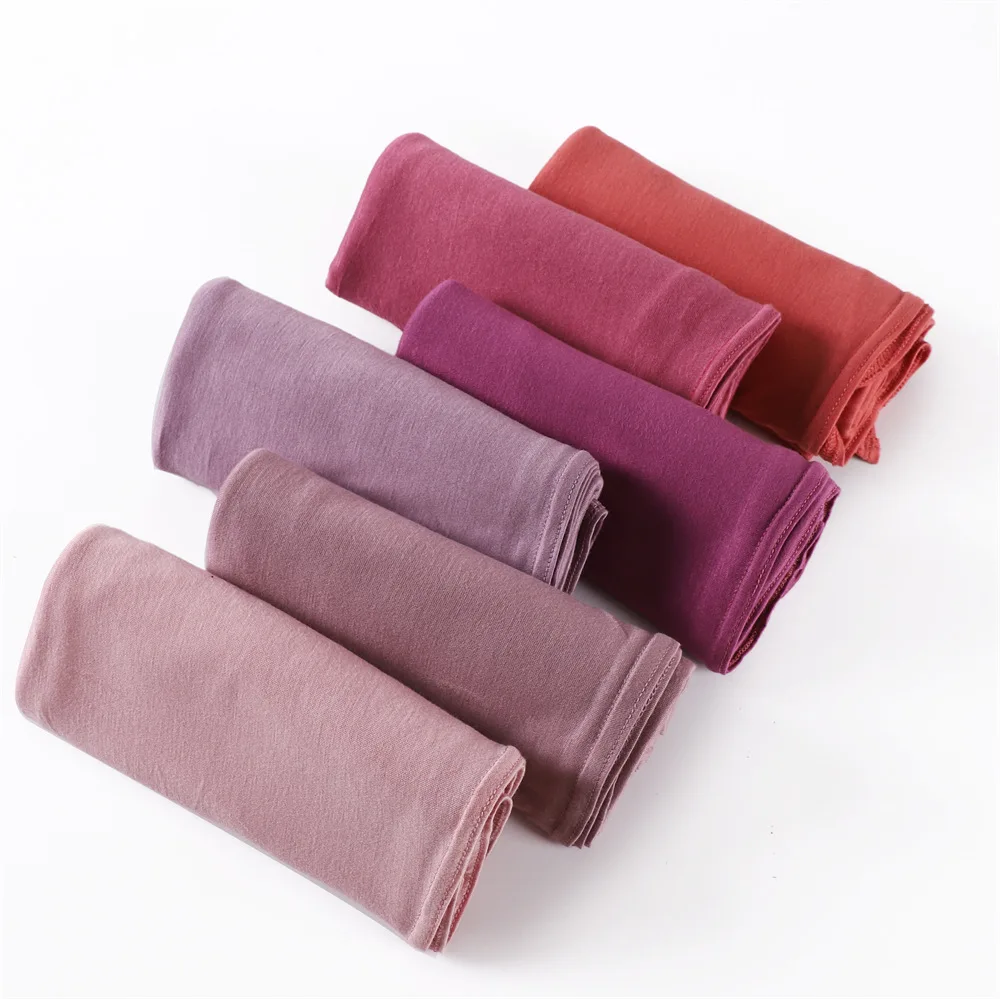 Soft Stretch Head Wrap Shawl Long Turban Tie For Women Premium Jersey Muslim Cotton Hijab Modesty Stylish Turban Cap Plain Scarf