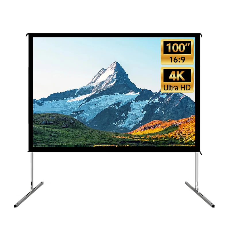 Indoor Decor 100 Inch Foldable Projector Screen 16:9 4K HD Cheap Portable Projector Screen