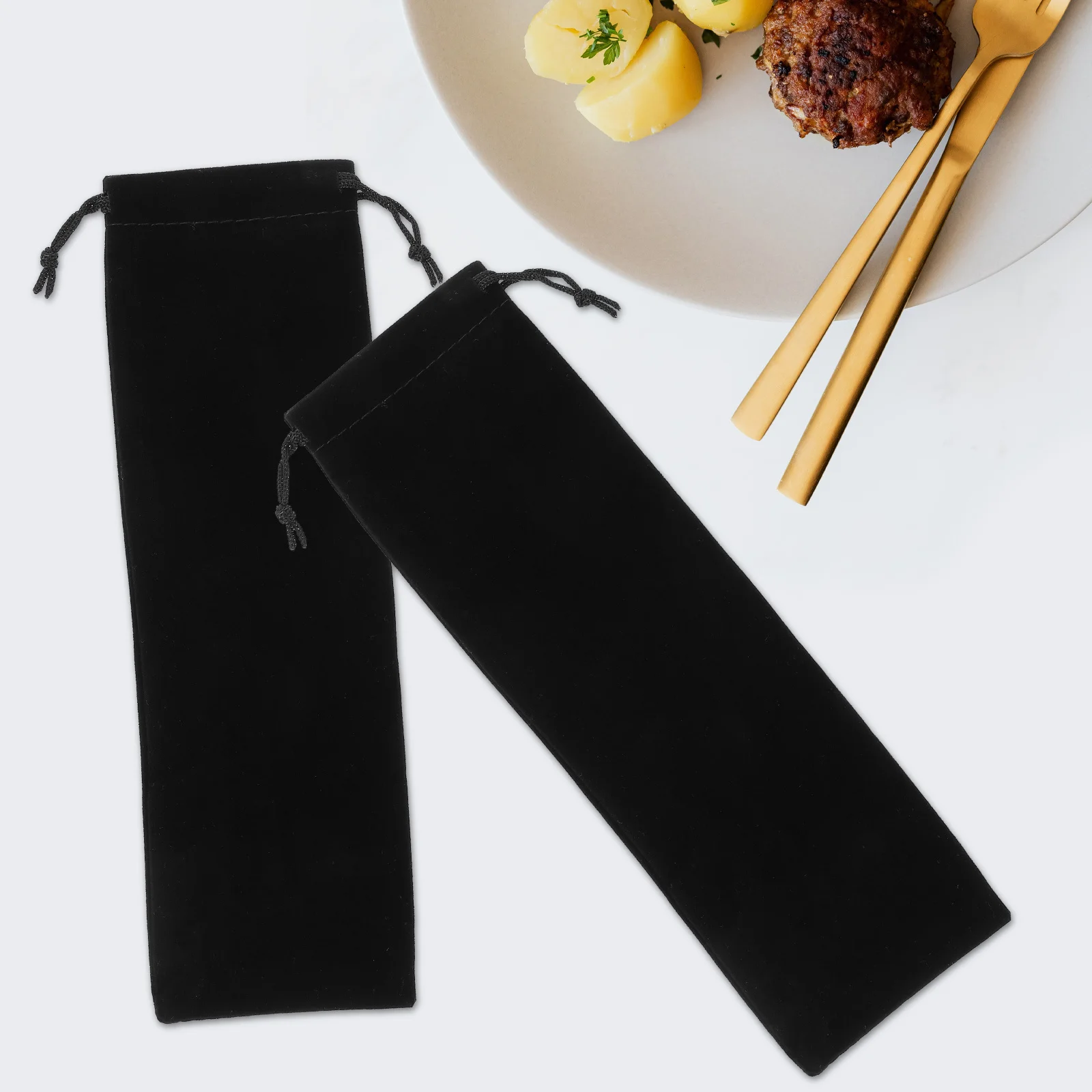 12pcs Cutlery Bags Drawstring Tableware Pouches Portable Storage For Chopsticks Spoon Fork Camping Picnic Lunch Utensil Holder