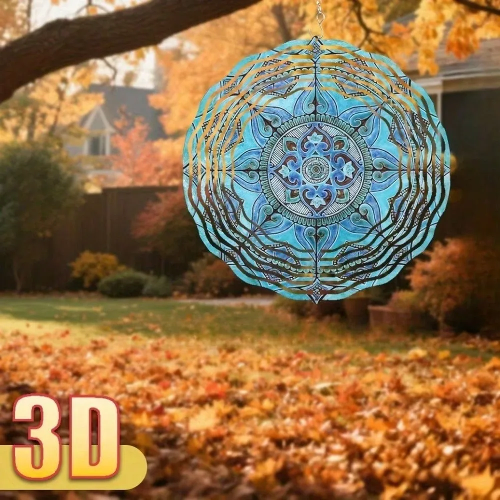 CIFBUY Wind Chimes Metal Outdoor Garden Decor Weatherproof 360° Smooth Rotating 3D Blue Flower Art for Patio Yard Home Decor
