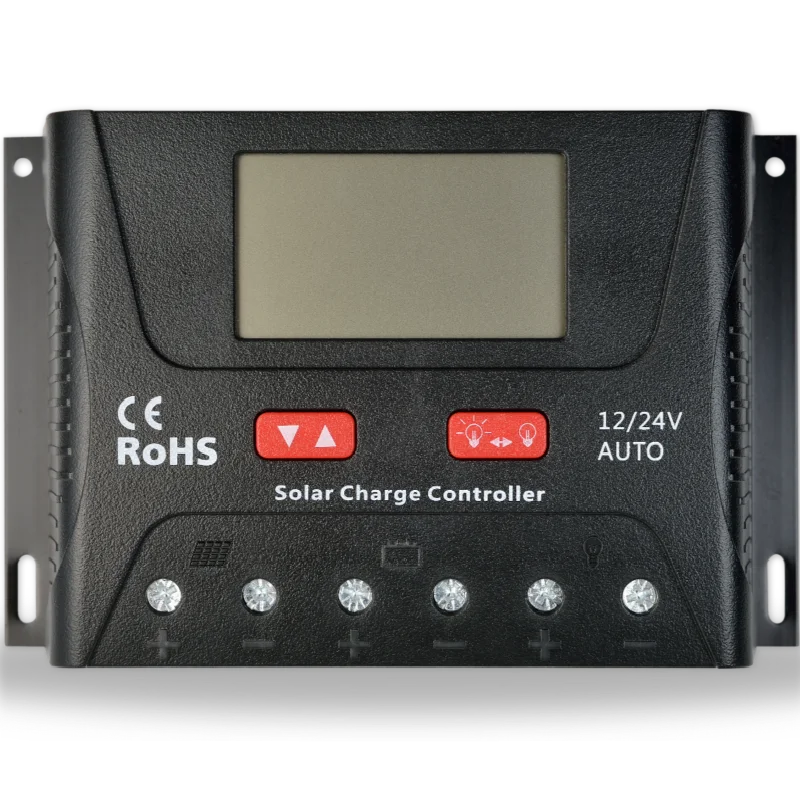 

Solar Charge Controller Auto 12V/24V/36/48V 20A 30A 40A 50A 60A PWM Time Light Controll Car Camping Caravan Light Phone LED