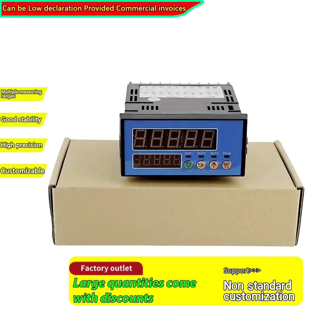 Industrial Load Cell Display Weighing Controller 5 Digits for Pressure Tension Measurement 3 Relay Output AC220V DC24V