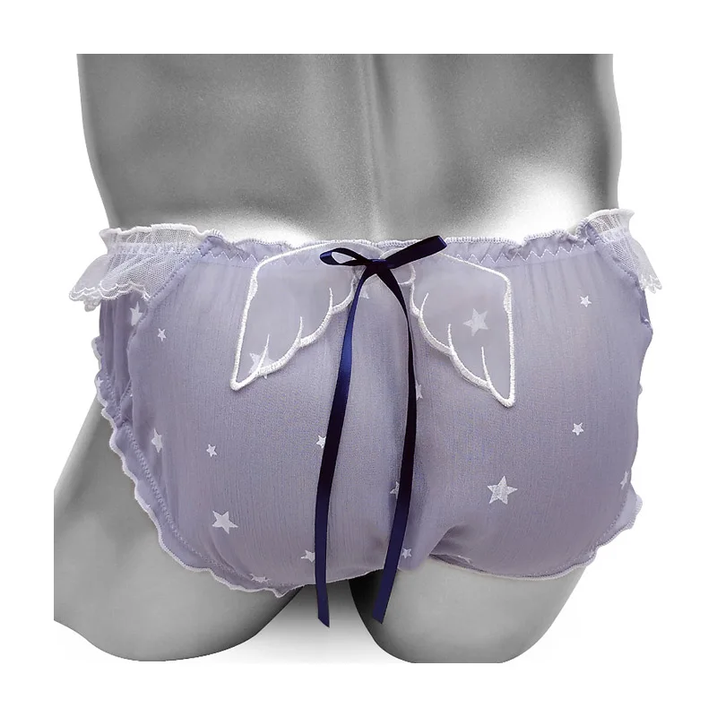 

Сексуальное женское белье Sissy с бантом на крыльях, прозрачное мужское нижнее белье, трусики для трансвеститов с оборками, забавные мужские трусы для геев