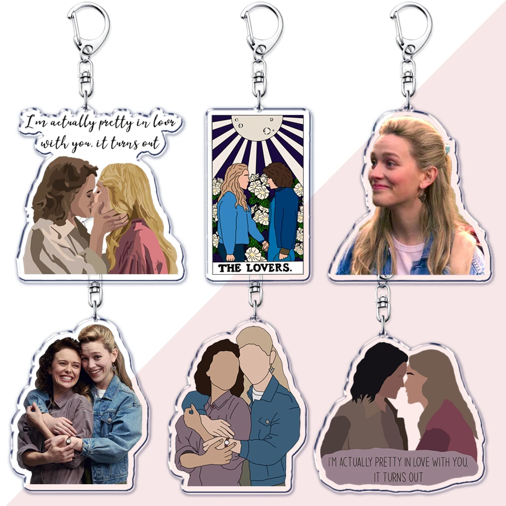 Hot TV Dani and Jamie Lesbian Keychains for Accessories Bag Keyrings Victoria Pedretti Dani Clayton Lgbtq Fans Friends Gifts