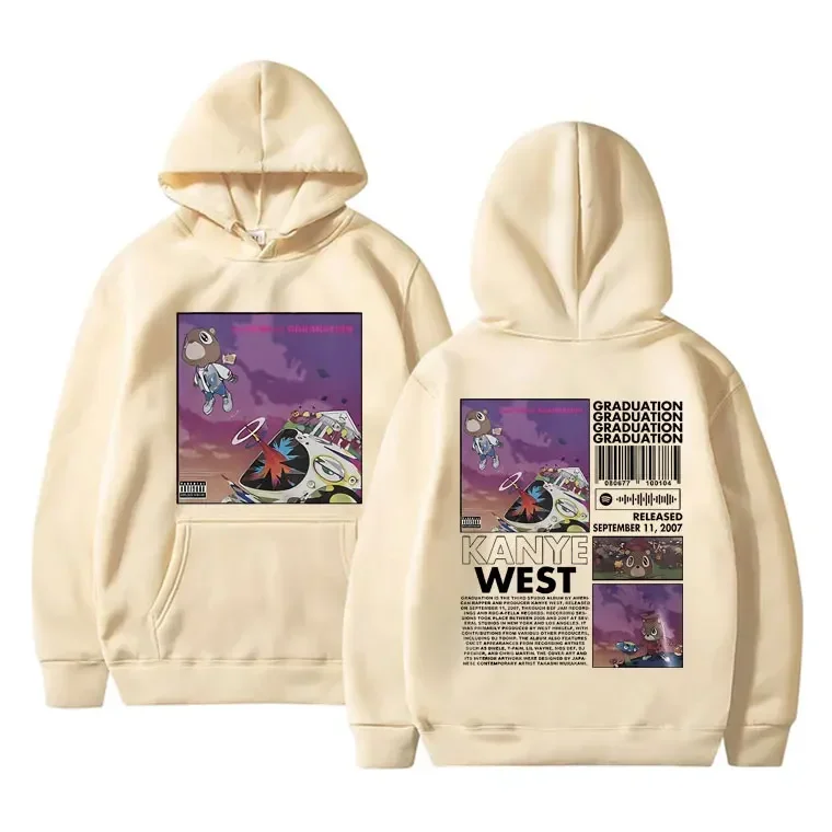 Sudadera con capucha con estampado de rapero Kanye Weesst para hombre, ropa de calle fresca, sudadera informal Popular de Hip Hop, ropa informal de gran tamaño