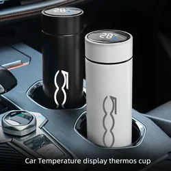 500ml Intelligent insulating cup For FIAT 500 Intelligent temperature display Insulating water cup Vacuum bottle coffee cup