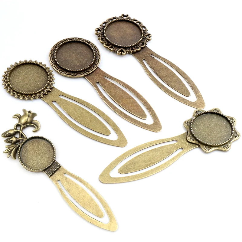 2pcs Handmade Bookmark Cabochons Blank Base Setting Tray 20mm Inner Size Alloy Metal DIY Jewelry Making Accessories Findings