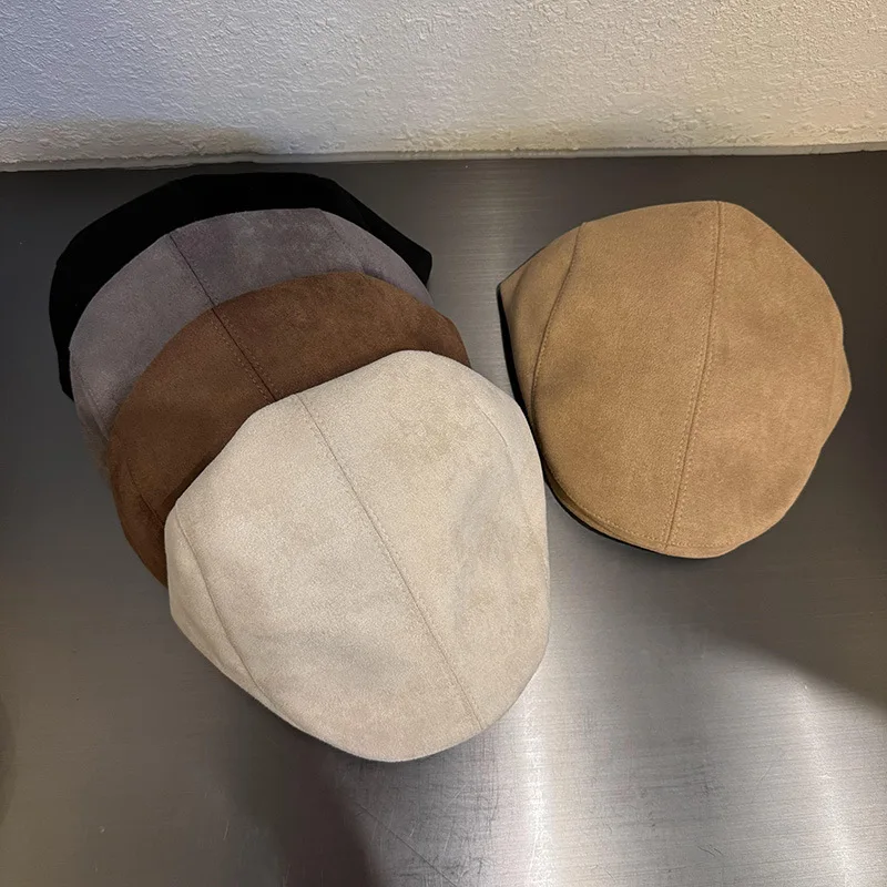 

Chamois Leather Berets Women Spring Autumn Winter Berets Adjustable Y2k Forward Hat Korean Style Flat Newsboy Cap Spicy Girls