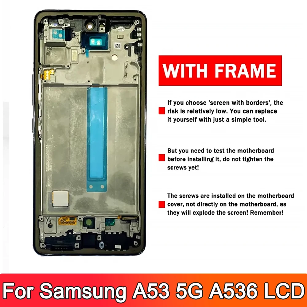 100% Getest OLED Voor Samsung A53 5G A536B A536U Lcd Touch Screen Met frame Digitizer Vergadering Reparatie onderdelen