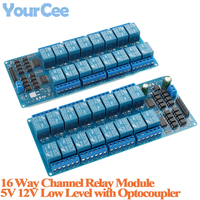 16 Way Channel relay module 5V 12V low level with optocoupler protection LM2596 power control board module