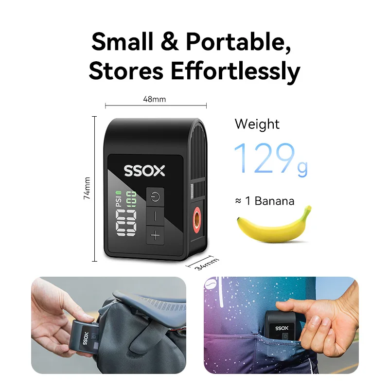 XOSS AirCube 120PSI مضخة دراجة صغيرة مضخة هواء محمولة مع صمامات شريدر بريستا قابلة للشحن منفاخ هواء ملحقات الدراجة #5