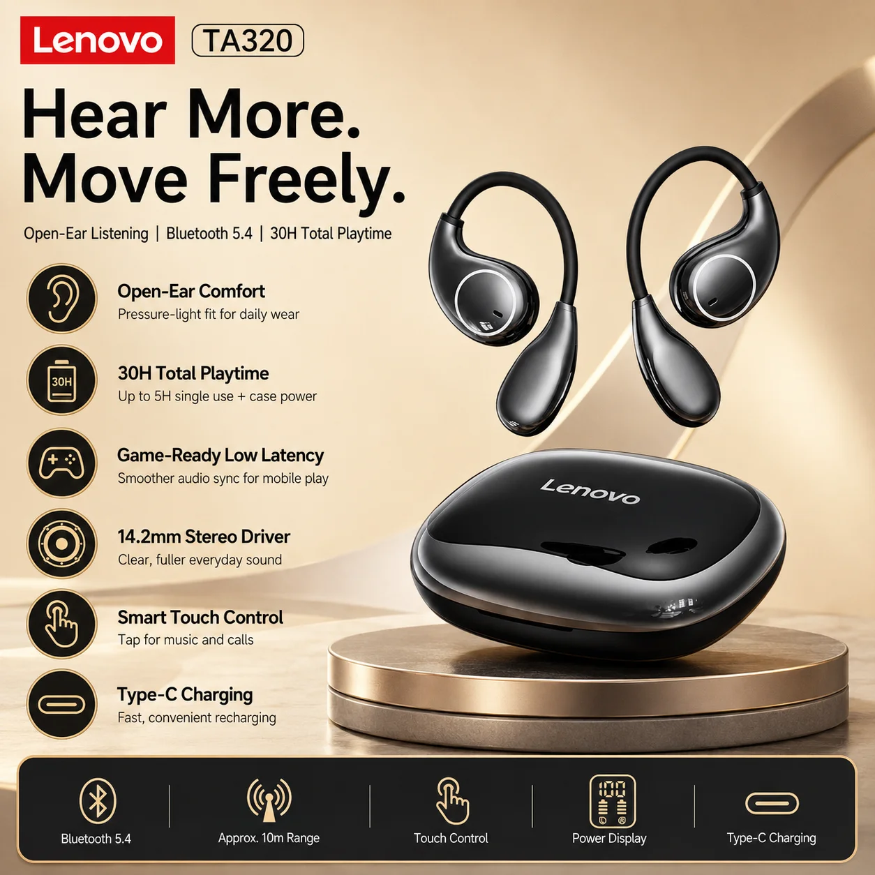 Phone Accessories Amazon - Lenovo Open Bluetooth Earphone Air-bone Conduction